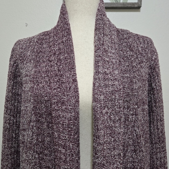 BAREFOOT DREAMS Cozychic Lite Montecito Cardigan Sweater Heathered Burgundy 1X - Picture 2 of 16